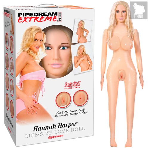 Надувная кукла Hannah Harper Life-Size Love Doll с реалистичными вставками, цвет телесный - Pipedream