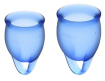 Набор синих менструальных чаш Feel confident Menstrual Cup, цвет синий - Satisfyer