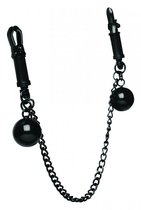 Зажимы для сосков с утяжелителями и цепочкой Clamps with Ball Weights and Chain, цвет черный - XR Brands