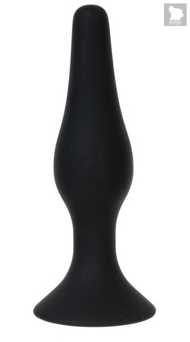 Черная силиконовая анальная пробка размера M - 11 см., цвет черный - Oyo