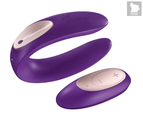 Фиолетовый вибратор для пар Partner Plus Remote с пультом ДУ, цвет фиолетовый - Satisfyer