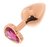 Золотистая анальная пробка OYO с ярко-розовым кристаллом-сердцем - 7,3 см., цвет розовый - Oyo