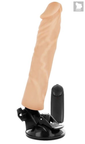 Телесный вибратор на мощной присоске Basecock Realistic Vibrator - 21 см., цвет телесный - Dreamlove