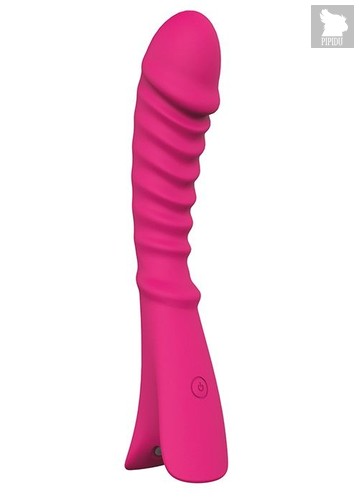 Розовый перезаряжаемый вибратор с ребрышками NAUGHTY BARONESS - 12,5 см., цвет розовый - Dream toys
