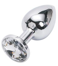 Анальная пробка Metal Silver 2,8 с кристаллом, цвет серебряный/прозрачный - Luxurious Tail