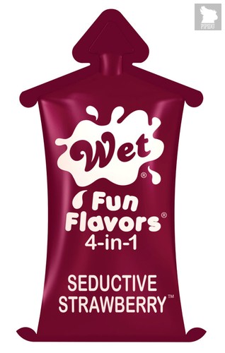Съедобный лубрикант 4 в 1: Wet Fun Flavors Seductive Strawberry глицериновый, клубника, 10 мл - Wet