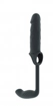 Серая насадка с анальным стимулятором Stretchy Penis Exten and Plug No.34, цвет серый - Shots Media