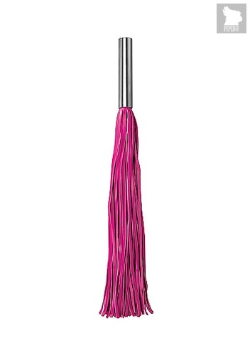 Розовая плётка Leather Whip Metal Long - 49,5 см, цвет розовый - Shots Media