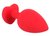 Красная силиконовая анальная пробка с черным стразом-сердечком - 9,3 см., цвет красный/черный - ORION