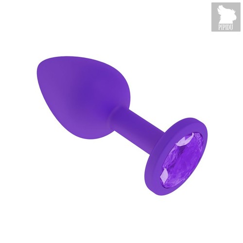 Анальная втулка силиконовая фиолетовая с фиолетовым кристаллом маленькая, цвет фиолетовый - МиФ