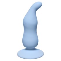 Голубая анальная пробка Waved Anal Plug Blue - 11 см - Lola Toys