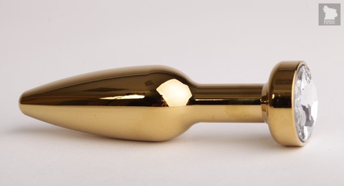 Анальная пробка золото с прозрачным стразом 11,2х2,9см 47198-3-MM - Eroticon