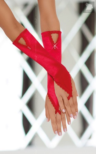 Перчатки-митенки удлиненные, цвет красный, S-M - SoftLine Collection (SLC)