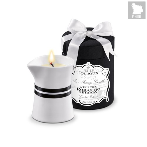 Массажное масло в виде большой свечи Petits Joujoux Romantic Getaway с ароматом имбирного печенья - Mystim