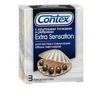 Презервативы с крупными точками и рёбрами Contex Extra Sensation - 3 шт. - CONTEX