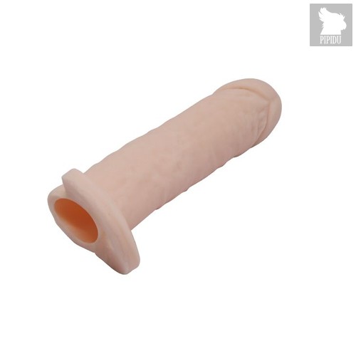 Насадка на пенис с кольцом для мошонки - 16 см., цвет телесный - Bioritm