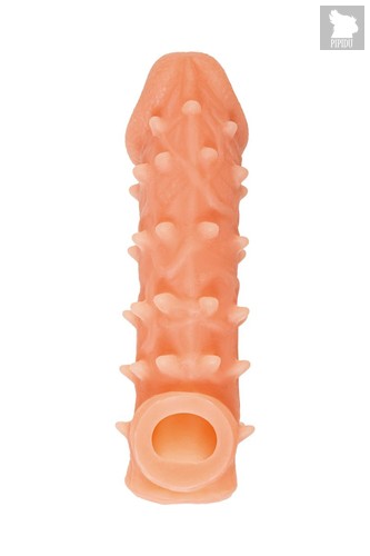 Телесная закрытая насадка с пупырышками Cock Sleeve 005 Size M - 15,6 см., цвет телесный - Kokos