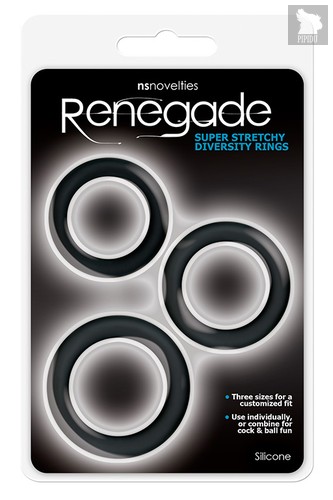 Набор эрекционных колец Renegade - Diversity Rings - Black - NS Novelties