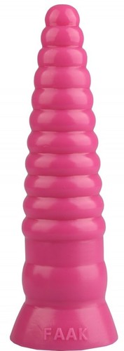 Розовая рельефная коническая анальная втулка - 22,5 см., цвет розовый - МиФ