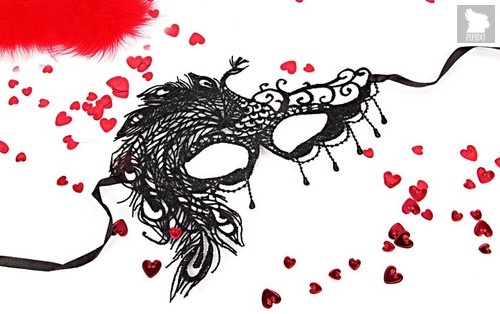 Черная ажурная текстильная маска Милена, цвет черный - Bioritm