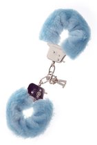 Голубые меховые наручники METAL HANDCUFF WITH PLUSH BLUE, цвет голубой - Dream toys