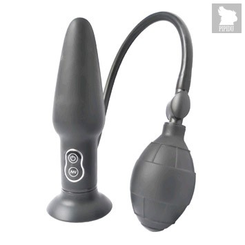Анальная пробка с расширением Inflatable Butt Plug средняя, цвет черный - Seven Creations