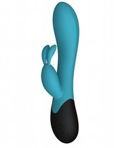 Бирюзовый вибратор Gemini с клиторальным стимулятором и нагревом - 20,8 см, цвет бирюзовый - Le Frivole