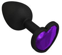 Черная силиконовая пробка с фиолетовым кристаллом - 7,3 см., цвет фиолетовый - МиФ