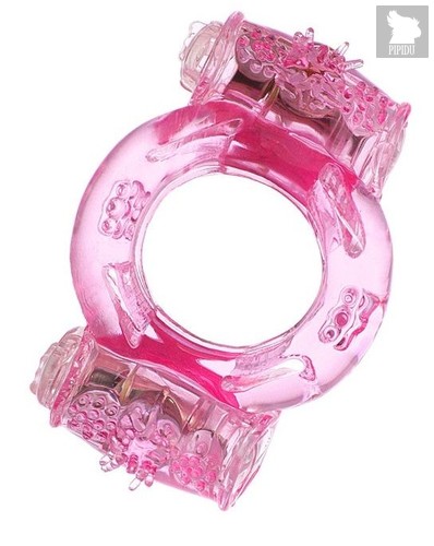 Розовое виброкольцо с двумя батарейками, цвет розовый - Toyfa