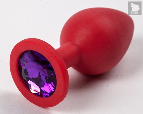 Пробка силиконовая с фиолетовым стразом 9,5х4см 47115-2-MM, цвет красный - Eroticon