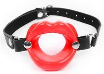 Красный кляп-губки на черном регулируемом ремешке, цвет красный/черный - Bior toys