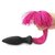 Черная анальная пробка с розовым хвостом Silicone Anal Plug with Pony Tail, цвет розовый/черный - LoveToy