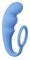 Эрекционное кольцо Mountain Range Anal Plug с анальным стимулятором, цвет синий - Lola Toys