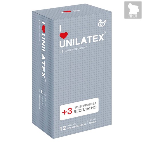 Презервативы Unilatex - Dotted с точками, 12 шт. - Unilatex