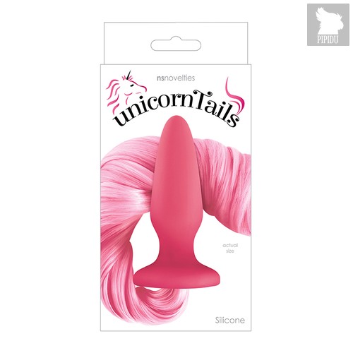 Розовая анальная пробка с нежно-розовым хвостом Unicorn Tails Pastel Pink, цвет розовый - NS Novelties
