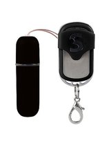 Черная вибропуля Remote Vibrating Bullet с пультом ДУ, цвет черный - Shots Media