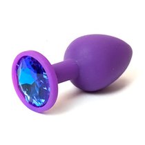 Анальная пробка Silicone Purple 2.8 с кристаллом, цвет синий - Luxurious Tail
