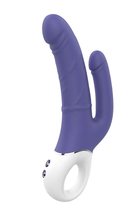 Синий анально-вагинальный вибратор Double Pleasure - 23,5 см., цвет синий - Dream toys