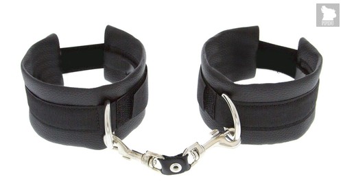 Чёрные полиуретановые наручники Luxurious Handcuffs, цвет черный - Blush Novelties