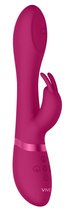 Розовый вибромассажер-кролик Mira - 21,5 см., цвет розовый - Shots Media