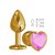 Золотистая анальная пробка с розовым кристаллом-сердцем - 7 см, цвет золотой/розовый - МиФ