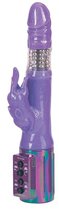 Вибромассажер-ротатор с клиторальным стимулятором PEARLESCENT RABBIT ROTATING/VIBRATING - 20,3 см, цвет фиолетовый - Seven Creations