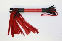 Красно-черная плетка из натуральной кожи - 51 см - БДСМ арсенал
