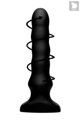 Черный вибратор с волнообразным движением Silicone Vibrating & Squirming Plug with Remote Control - 19,5 см., цвет черный - XR Brands
