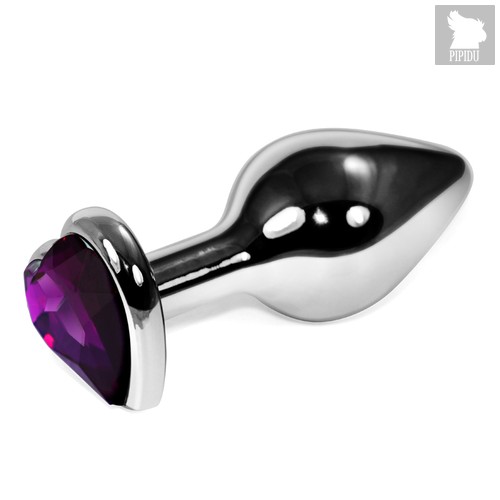 LOVETOY Heart Серебряная пробка с фиолетовым кристаллом, l-7,5 см, d=3, цвет фиолетовый - LoveToy