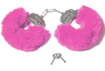 Шикарные наручники с пушистым розовым мехом, цвет розовый - Le Frivole