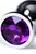 Серебристая коническая анальная пробка с фиолетовым кристаллом - 8 см., цвет фиолетовый - Toyfa