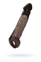 Чёрная насадка на пенис Tс подхватом - 19,5 см, цвет черный - Toyfa