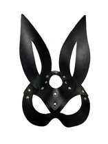 Черная кожаная маска зайки Miss Bunny, цвет черный - БДСМ арсенал