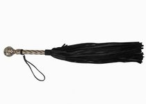 Черная плеть-флогер с витой ручкой в виде шара - 60 см., цвет черный - МиФ